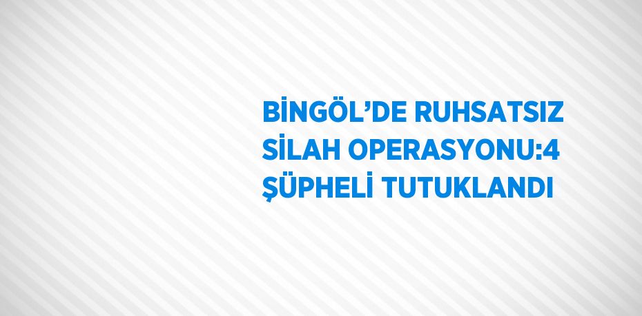 BİNGÖL’DE RUHSATSIZ SİLAH OPERASYONU:4 ŞÜPHELİ TUTUKLANDI