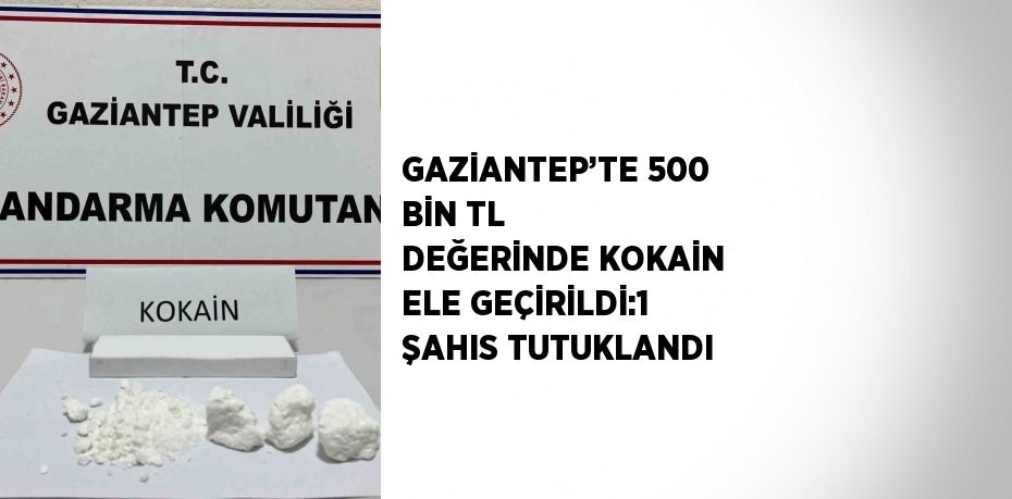 GAZİANTEP’TE 500 BİN TL DEĞERİNDE KOKAİN ELE GEÇİRİLDİ:1 ŞAHIS TUTUKLANDI