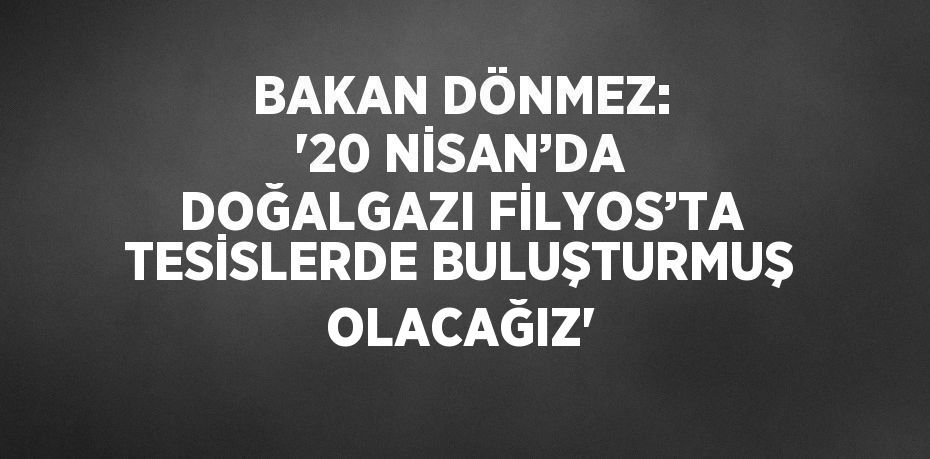 BAKAN DÖNMEZ: '20 NİSAN’DA DOĞALGAZI FİLYOS’TA TESİSLERDE BULUŞTURMUŞ OLACAĞIZ'