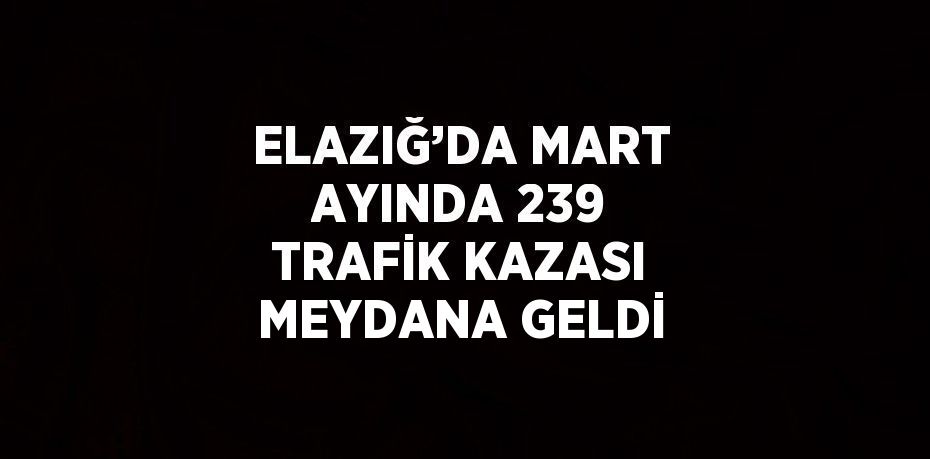 ELAZIĞ’DA MART AYINDA 239 TRAFİK KAZASI MEYDANA GELDİ