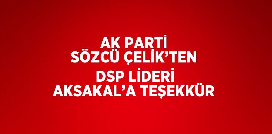 AK PARTİ SÖZCÜ ÇELİK’TEN DSP LİDERİ AKSAKAL’A TEŞEKKÜR