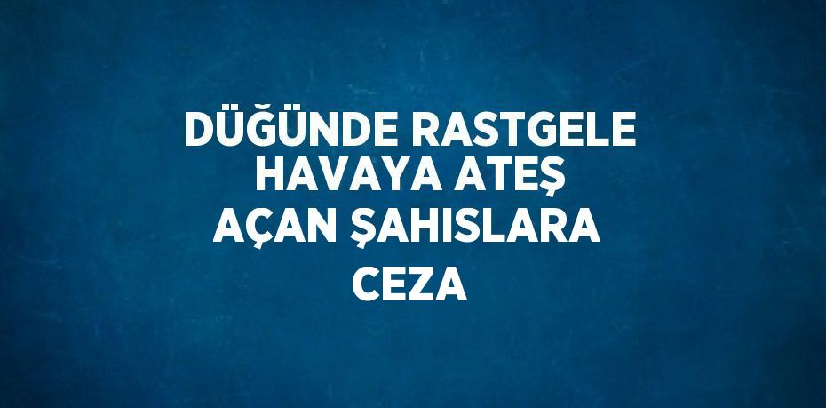 DÜĞÜNDE RASTGELE HAVAYA ATEŞ AÇAN ŞAHISLARA CEZA