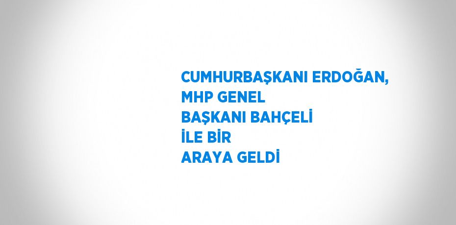 CUMHURBAŞKANI ERDOĞAN, MHP GENEL BAŞKANI BAHÇELİ İLE BİR ARAYA GELDİ