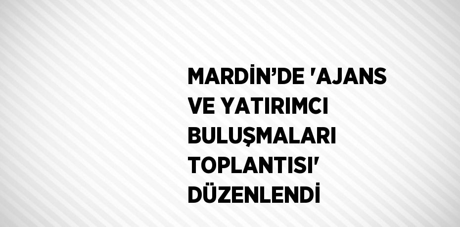 MARDİN’DE 'AJANS VE YATIRIMCI BULUŞMALARI TOPLANTISI' DÜZENLENDİ
