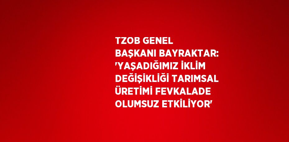 TZOB GENEL BAŞKANI BAYRAKTAR: 'YAŞADIĞIMIZ İKLİM DEĞİŞİKLİĞİ TARIMSAL ÜRETİMİ FEVKALADE OLUMSUZ ETKİLİYOR'