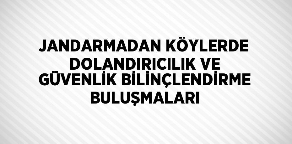 JANDARMADAN KÖYLERDE DOLANDIRICILIK VE GÜVENLİK BİLİNÇLENDİRME BULUŞMALARI