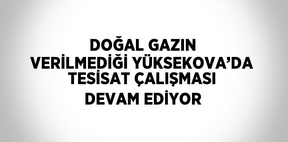 DOĞAL GAZIN VERİLMEDİĞİ YÜKSEKOVA’DA TESİSAT ÇALIŞMASI DEVAM EDİYOR