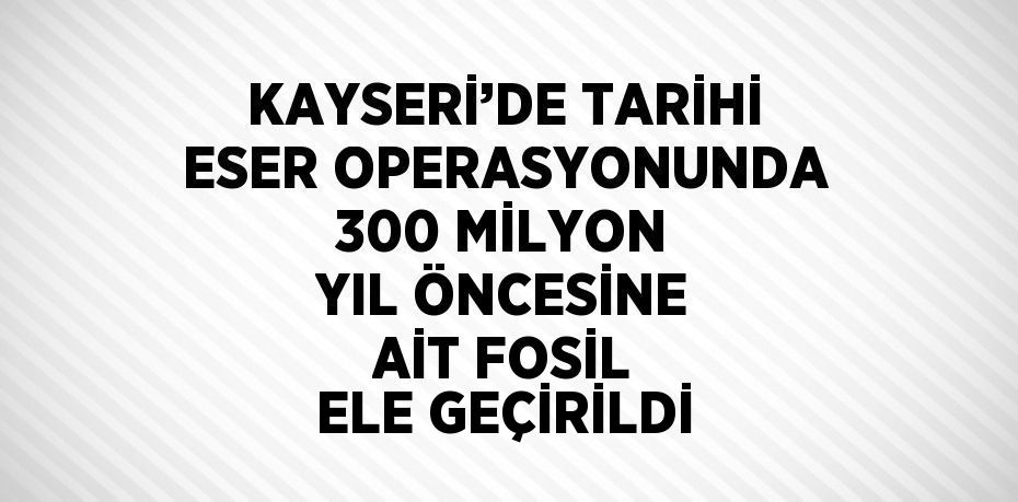 KAYSERİ’DE TARİHİ ESER OPERASYONUNDA 300 MİLYON YIL ÖNCESİNE AİT FOSİL ELE GEÇİRİLDİ