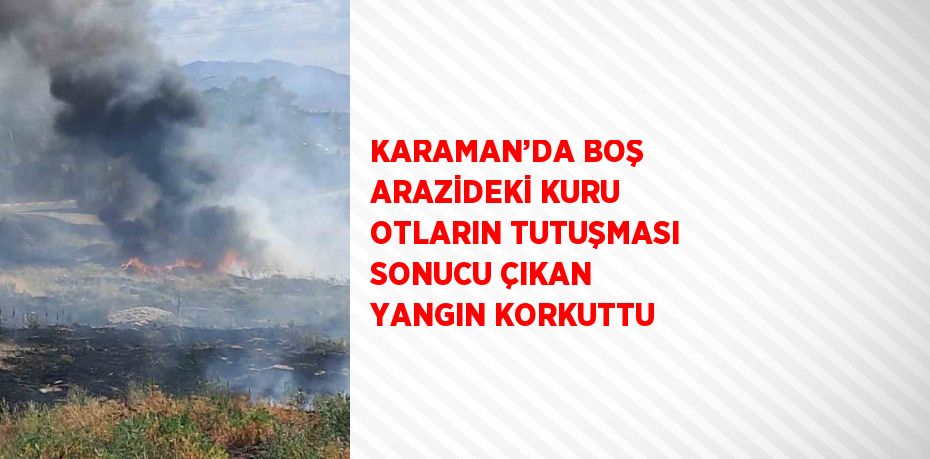 KARAMAN’DA BOŞ ARAZİDEKİ KURU OTLARIN TUTUŞMASI SONUCU ÇIKAN YANGIN KORKUTTU