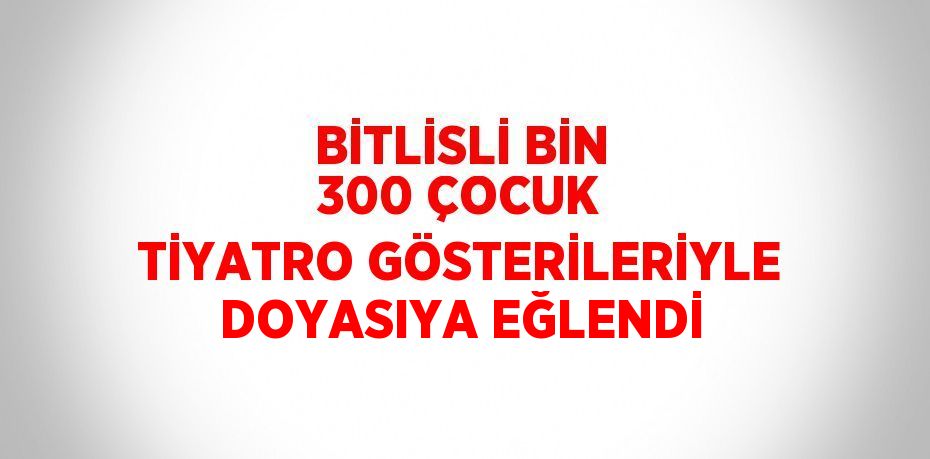 BİTLİSLİ BİN 300 ÇOCUK TİYATRO GÖSTERİLERİYLE DOYASIYA EĞLENDİ