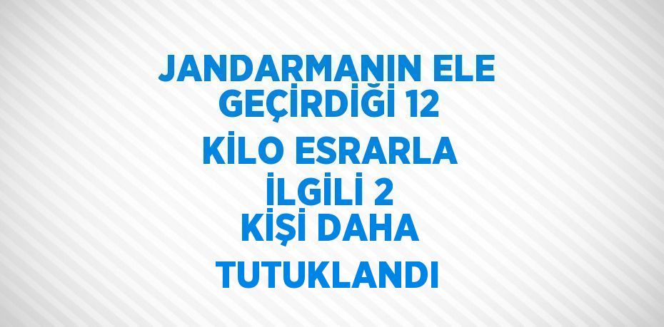 JANDARMANIN ELE GEÇİRDİĞİ 12 KİLO ESRARLA İLGİLİ 2 KİŞİ DAHA TUTUKLANDI