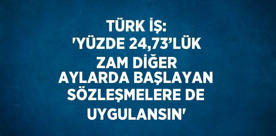 TÜRK İŞ: 'YÜZDE 24,73’LÜK ZAM DİĞER AYLARDA BAŞLAYAN SÖZLEŞMELERE DE UYGULANSIN'