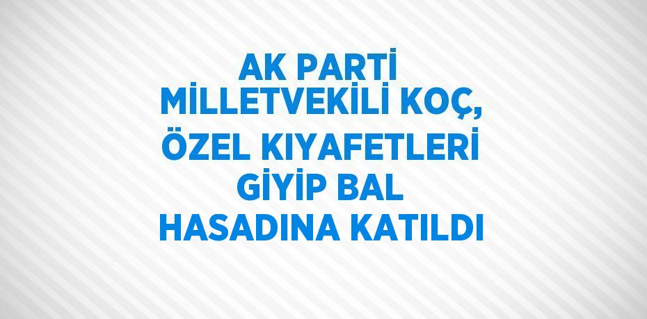 AK PARTİ MİLLETVEKİLİ KOÇ, ÖZEL KIYAFETLERİ GİYİP BAL HASADINA KATILDI