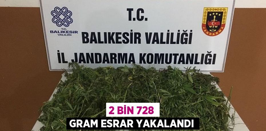 2 BİN 728 GRAM ESRAR YAKALANDI