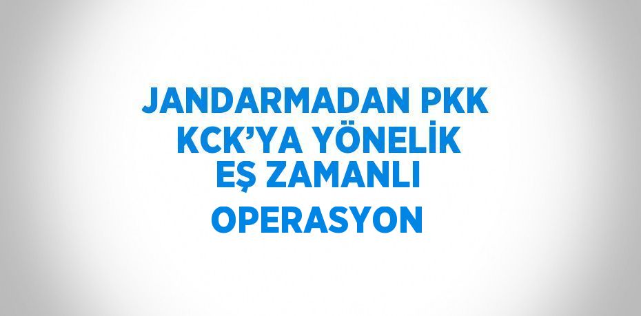 JANDARMADAN PKK KCK’YA YÖNELİK EŞ ZAMANLI OPERASYON