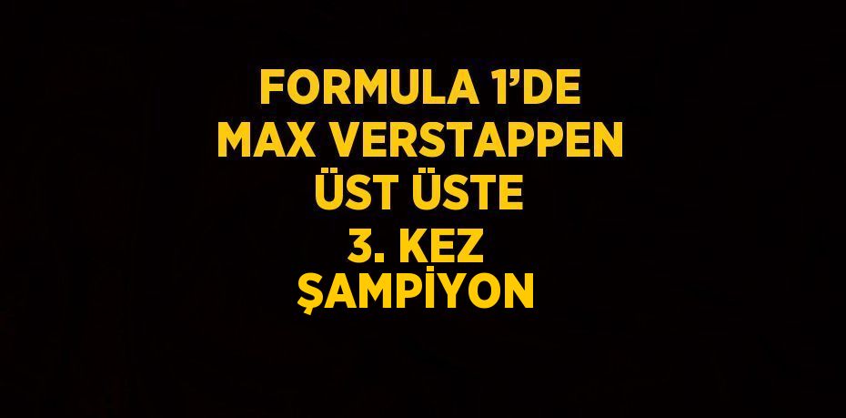 FORMULA 1’DE MAX VERSTAPPEN ÜST ÜSTE 3. KEZ ŞAMPİYON