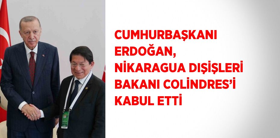 CUMHURBAŞKANI ERDOĞAN, NİKARAGUA DIŞİŞLERİ BAKANI COLİNDRES’İ KABUL ETTİ