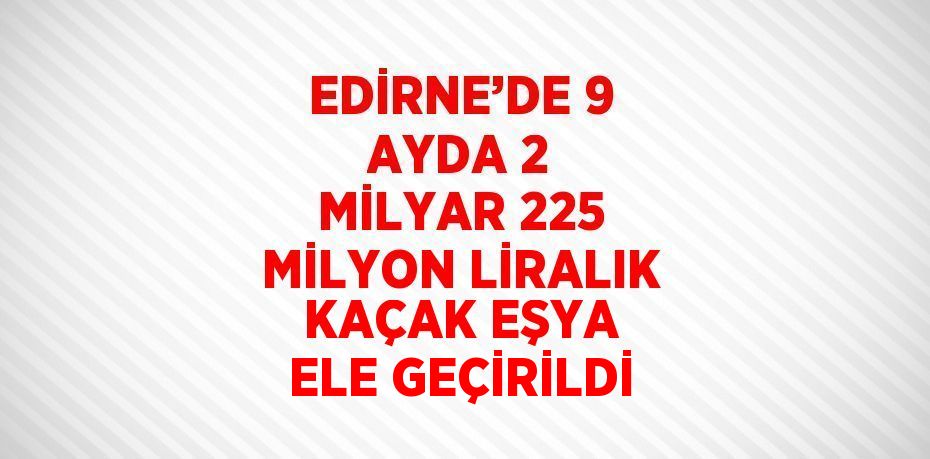 EDİRNE’DE 9 AYDA 2 MİLYAR 225 MİLYON LİRALIK KAÇAK EŞYA ELE GEÇİRİLDİ