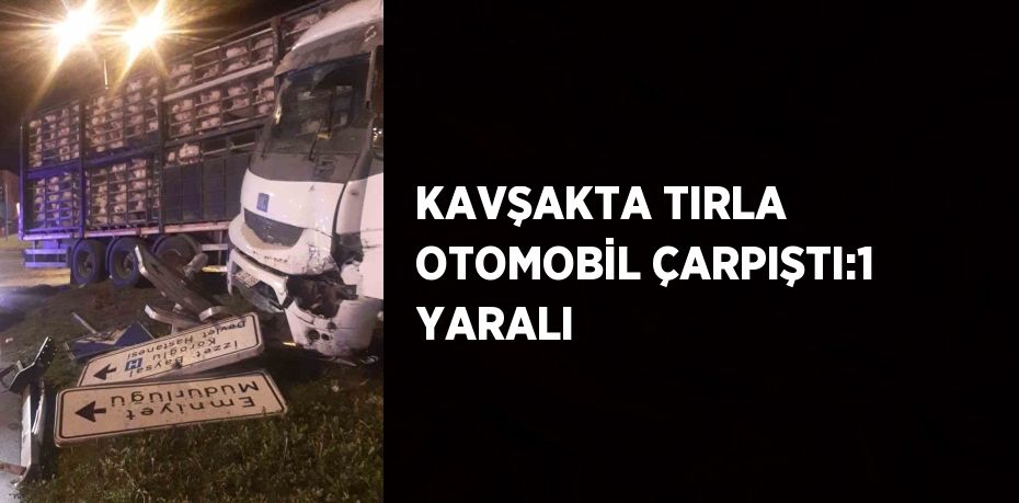 KAVŞAKTA TIRLA OTOMOBİL ÇARPIŞTI:1 YARALI