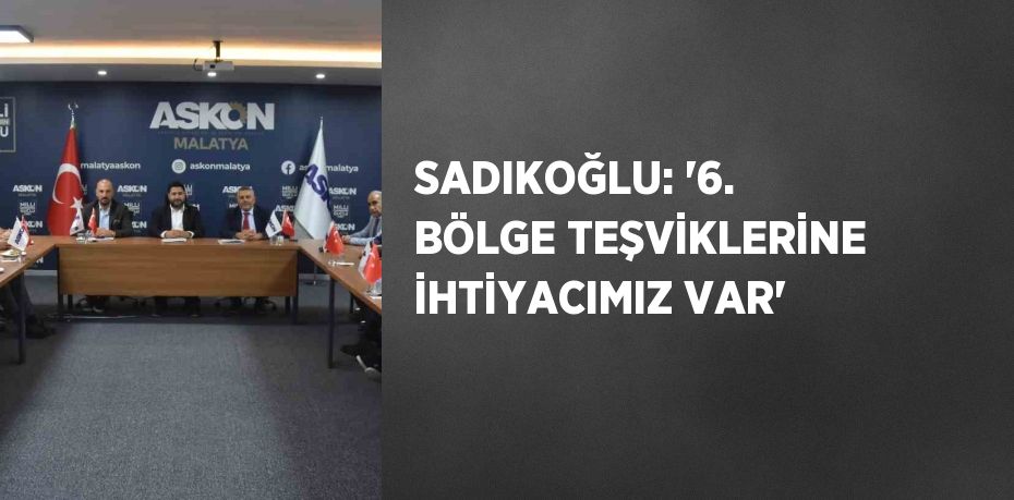 SADIKOĞLU: '6. BÖLGE TEŞVİKLERİNE İHTİYACIMIZ VAR'