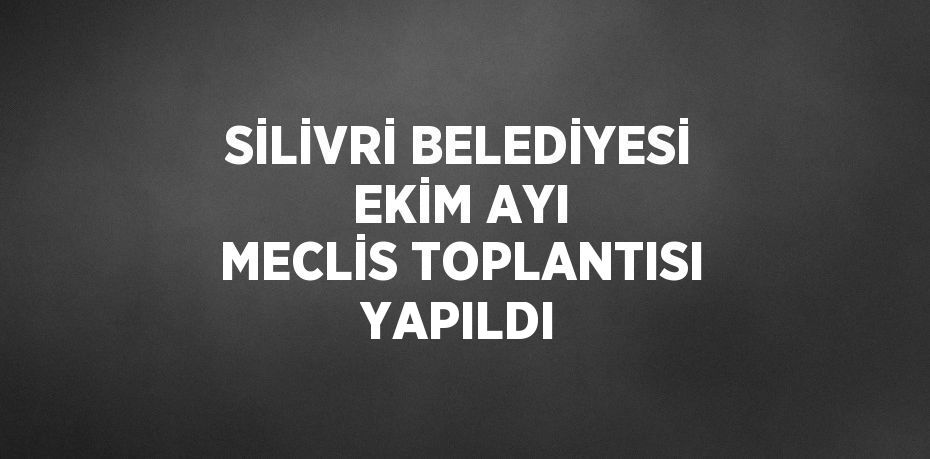 SİLİVRİ BELEDİYESİ EKİM AYI MECLİS TOPLANTISI YAPILDI