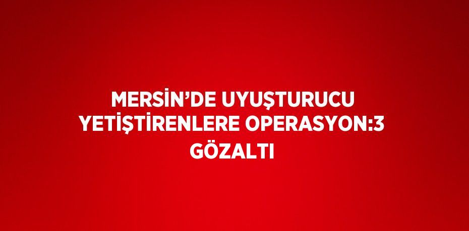 MERSİN’DE UYUŞTURUCU YETİŞTİRENLERE OPERASYON:3 GÖZALTI