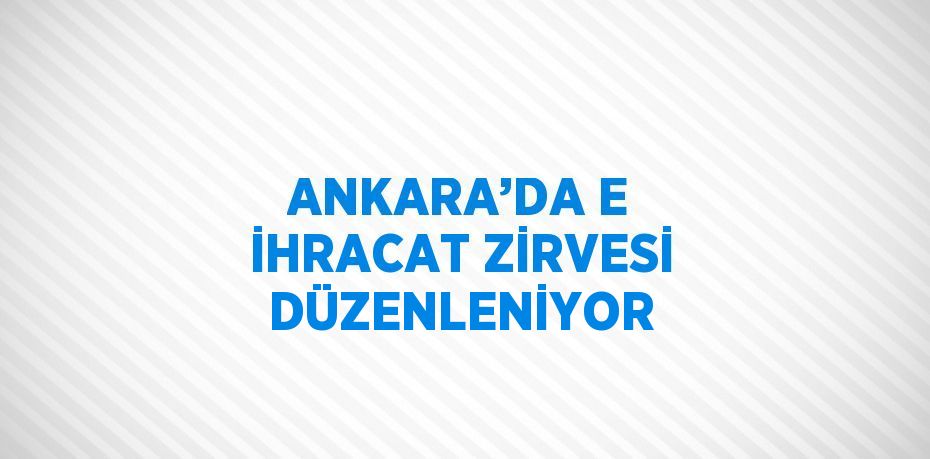 ANKARA’DA E İHRACAT ZİRVESİ DÜZENLENİYOR