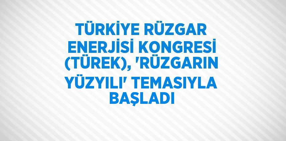 TÜRKİYE RÜZGAR ENERJİSİ KONGRESİ (TÜREK), 'RÜZGARIN YÜZYILI' TEMASIYLA BAŞLADI