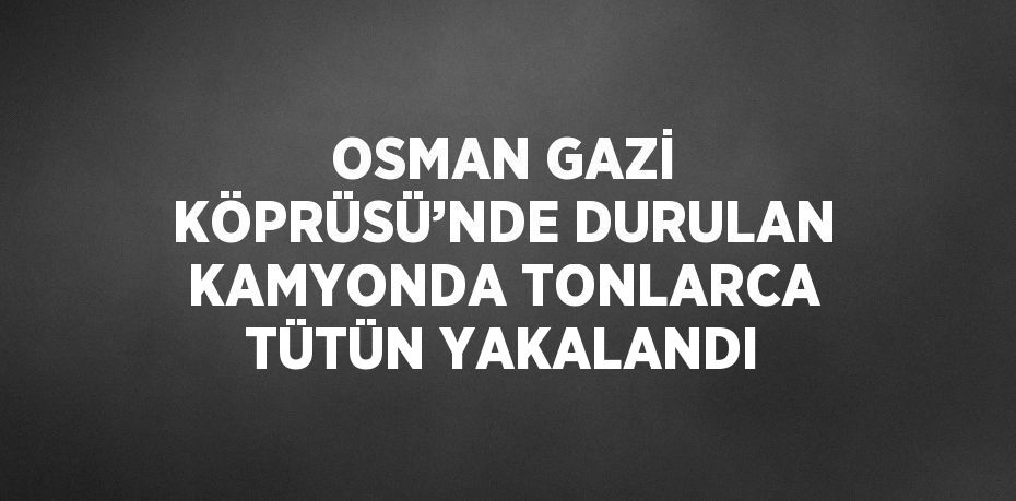 OSMAN GAZİ KÖPRÜSÜ’NDE DURULAN KAMYONDA TONLARCA TÜTÜN YAKALANDI