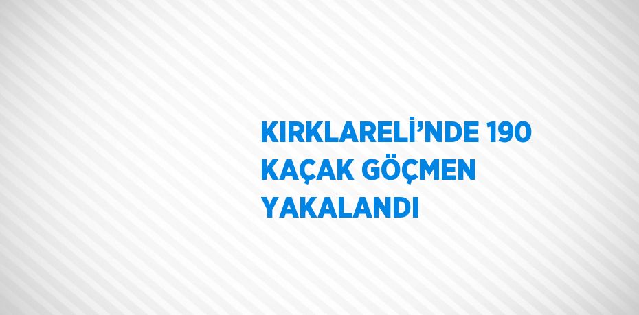 KIRKLARELİ’NDE 190 KAÇAK GÖÇMEN YAKALANDI