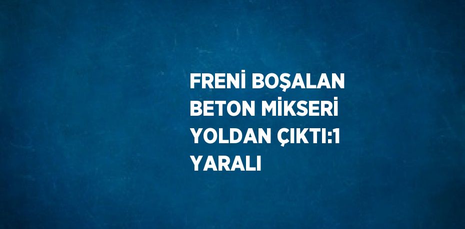 FRENİ BOŞALAN BETON MİKSERİ YOLDAN ÇIKTI:1 YARALI