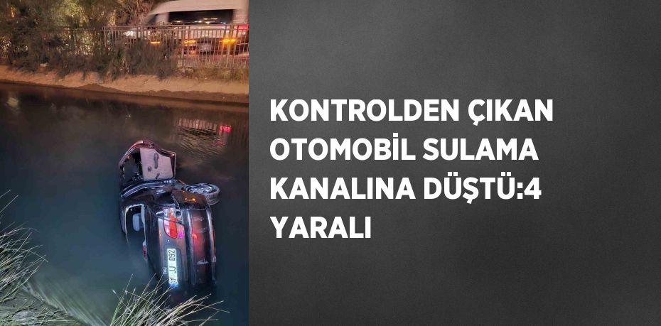 KONTROLDEN ÇIKAN OTOMOBİL SULAMA KANALINA DÜŞTÜ:4 YARALI