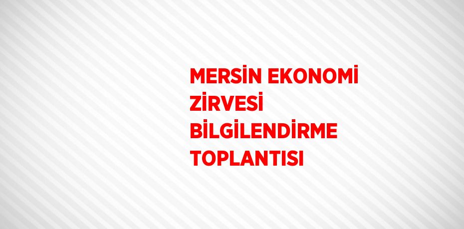 MERSİN EKONOMİ ZİRVESİ BİLGİLENDİRME TOPLANTISI