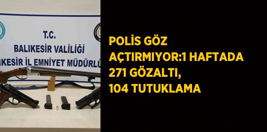 POLİS GÖZ AÇTIRMIYOR:1 HAFTADA 271 GÖZALTI, 104 TUTUKLAMA