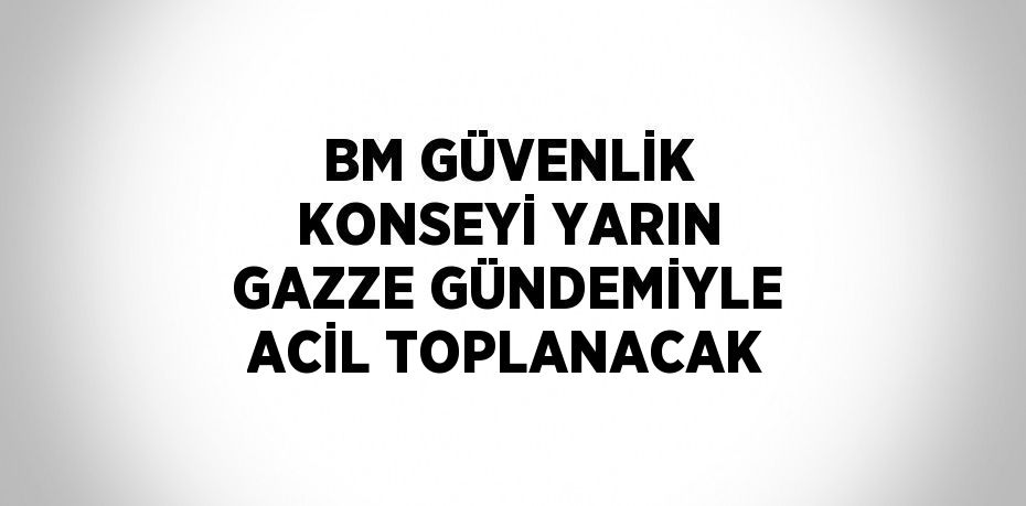 BM GÜVENLİK KONSEYİ YARIN GAZZE GÜNDEMİYLE ACİL TOPLANACAK