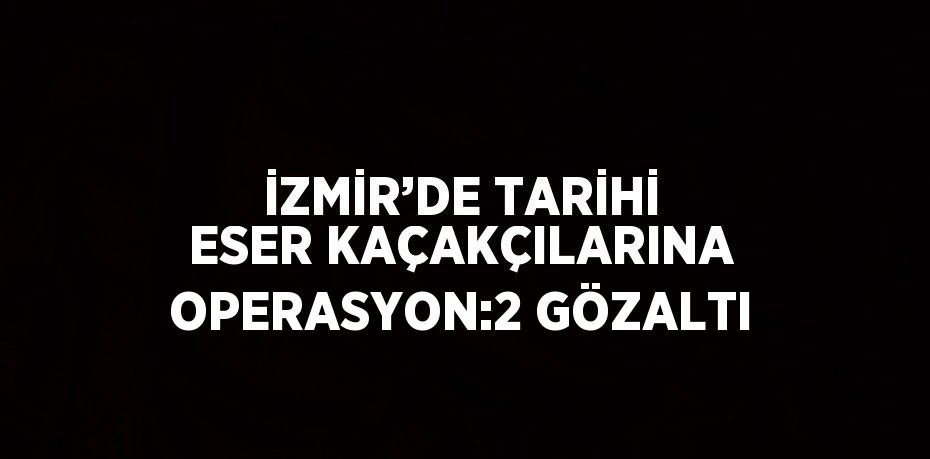 İZMİR’DE TARİHİ ESER KAÇAKÇILARINA OPERASYON:2 GÖZALTI