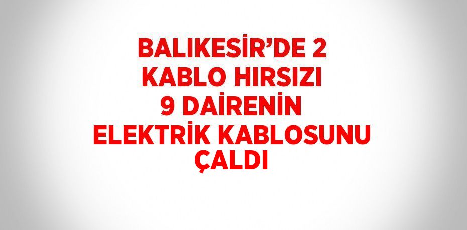 BALIKESİR’DE 2 KABLO HIRSIZI 9 DAİRENİN ELEKTRİK KABLOSUNU ÇALDI