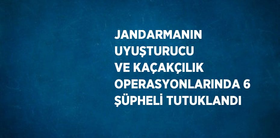 JANDARMANIN UYUŞTURUCU VE KAÇAKÇILIK OPERASYONLARINDA 6 ŞÜPHELİ TUTUKLANDI