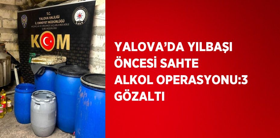 YALOVA’DA YILBAŞI ÖNCESİ SAHTE ALKOL OPERASYONU:3 GÖZALTI