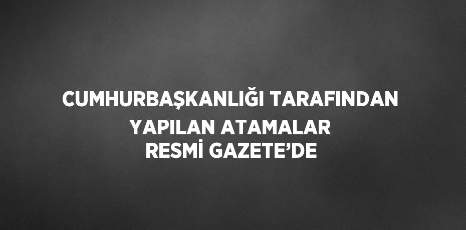 CUMHURBAŞKANLIĞI TARAFINDAN YAPILAN ATAMALAR RESMİ GAZETE’DE