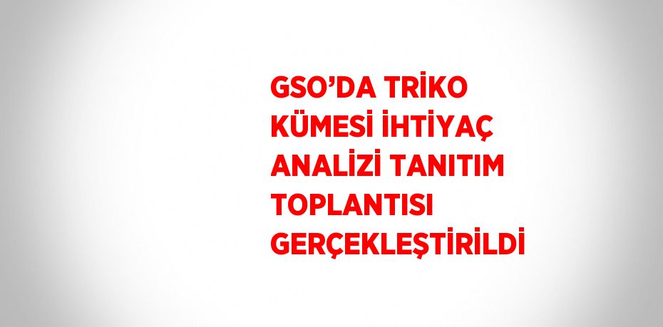 GSO’DA TRİKO KÜMESİ İHTİYAÇ ANALİZİ TANITIM TOPLANTISI GERÇEKLEŞTİRİLDİ