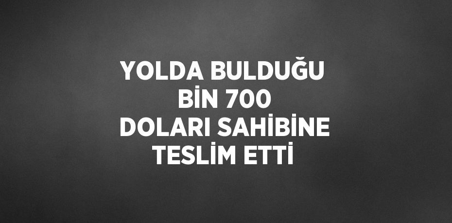 YOLDA BULDUĞU BİN 700 DOLARI SAHİBİNE TESLİM ETTİ