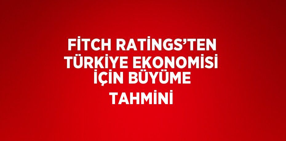 FİTCH RATİNGS’TEN TÜRKİYE EKONOMİSİ İÇİN BÜYÜME TAHMİNİ