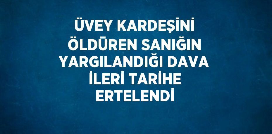 ÜVEY KARDEŞİNİ ÖLDÜREN SANIĞIN YARGILANDIĞI DAVA İLERİ TARİHE ERTELENDİ