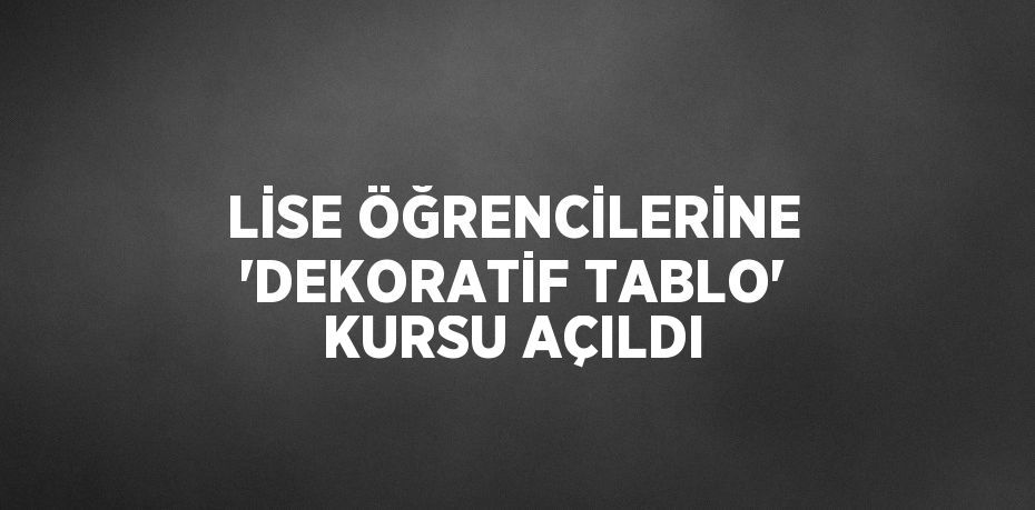 LİSE ÖĞRENCİLERİNE 'DEKORATİF TABLO' KURSU AÇILDI