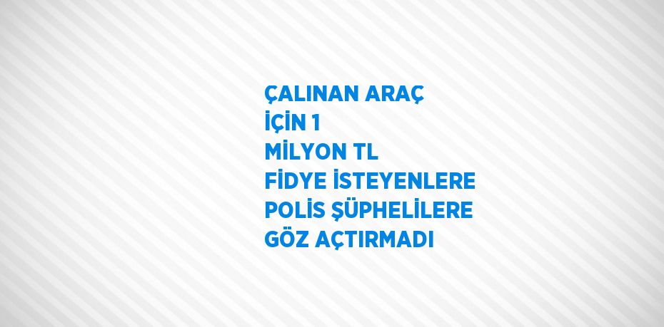 ÇALINAN ARAÇ İÇİN 1 MİLYON TL FİDYE İSTEYENLERE POLİS ŞÜPHELİLERE GÖZ AÇTIRMADI