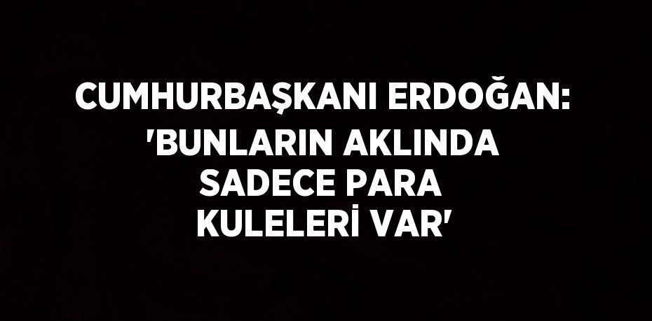 CUMHURBAŞKANI ERDOĞAN: 'BUNLARIN AKLINDA SADECE PARA KULELERİ VAR'