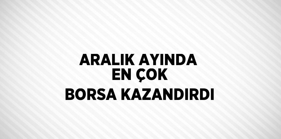 ARALIK AYINDA EN ÇOK BORSA KAZANDIRDI