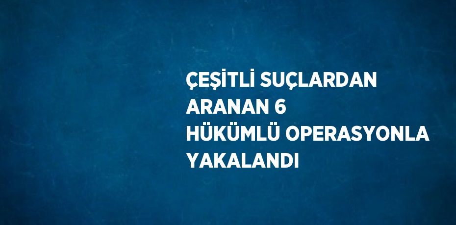 ÇEŞİTLİ SUÇLARDAN ARANAN 6 HÜKÜMLÜ OPERASYONLA YAKALANDI