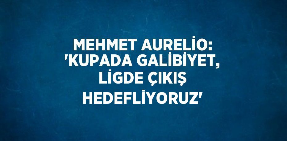 MEHMET AURELİO: 'KUPADA GALİBİYET, LİGDE ÇIKIŞ HEDEFLİYORUZ'